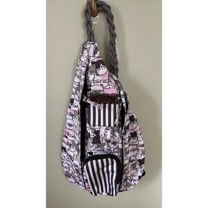 Union Bay Women's Sling Back Backpack Cat Faces Adjustable Pink/Gray/White